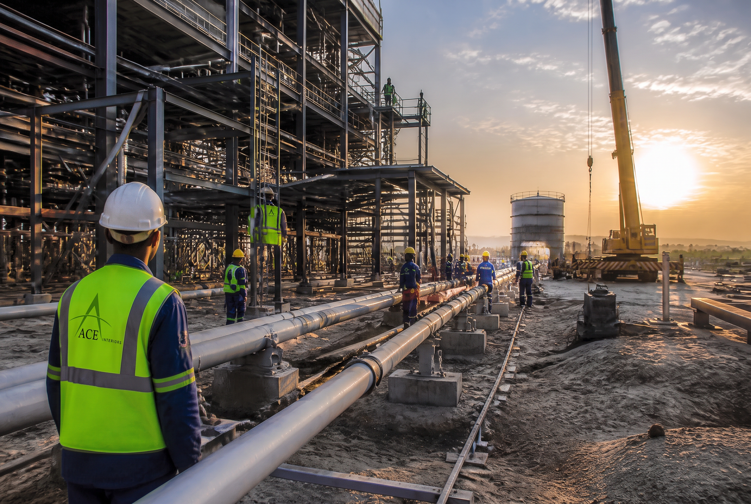 Industrial construction and petroleum installation site
